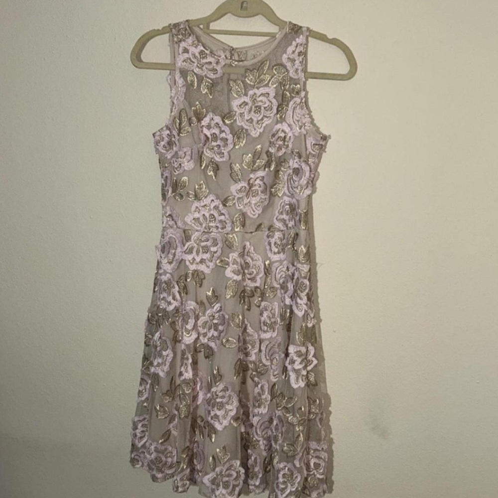 Taylor Pink and Gold Floral Mini Dress